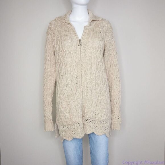 Inis Craft 100% merino wool fisherman cardigan sweater, women's‎ size S - Picture 16 of 16